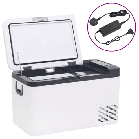 vidaXL Cool Box with Handle and Adapter Black and White 18 L PP & PE - Filipino Grocery Store