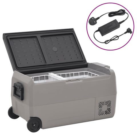 vidaXL Cool Box with Wheel and Adapter Black & Grey 50 L PP & PE - Filipino Grocery Store