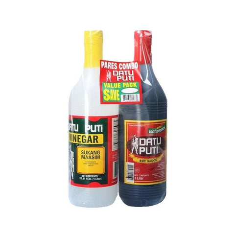 Vinegar and Soy Sauce (Value pack) 1 liter each (Datu Puti) - Filipino Grocery Store