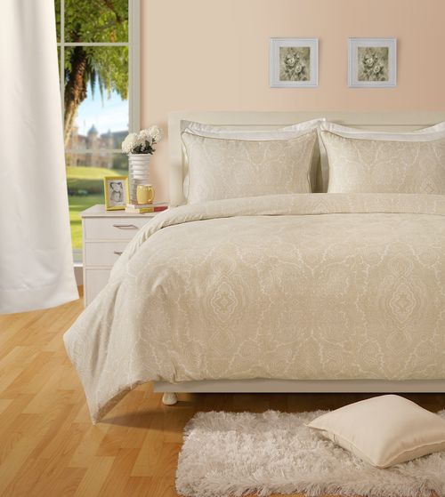 400 TC - Cotton Rich Paisley Print Duvet Cover Set Ivory - Filipino Grocery Store