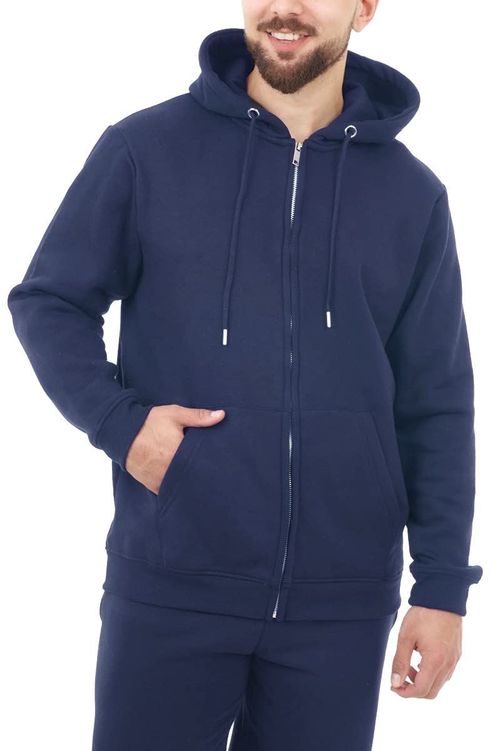 BASIC MENS ZIPPER HOODIE NAVY S - Filipino Grocery Store