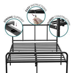 Extra Strong Double Metal Bed Frame with Rounded Head and Foot Board In Black - Improved - Filipino Grocery Store