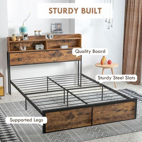 HOMCOM 5.2FT King Bed Frame: Stylish Storage Headboard & Under - Bed Space - Filipino Grocery Store