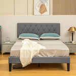 HOMCOM Double Bed Frame with 5 - Level Adjustable Linen Headboard - Filipino Grocery Store