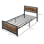 HOMCOM Single Size Metal Bed Frame w/ Headboard & Footboard, 97x195x103cm - Filipino Grocery Store