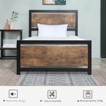 HOMCOM Single Size Metal Bed Frame w/ Headboard & Footboard, 97x195x103cm - Filipino Grocery Store