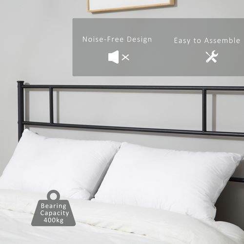 HOMCOM Stylish King Metal Bed Frame with Headboard & Under - Bed Storage - Filipino Grocery Store