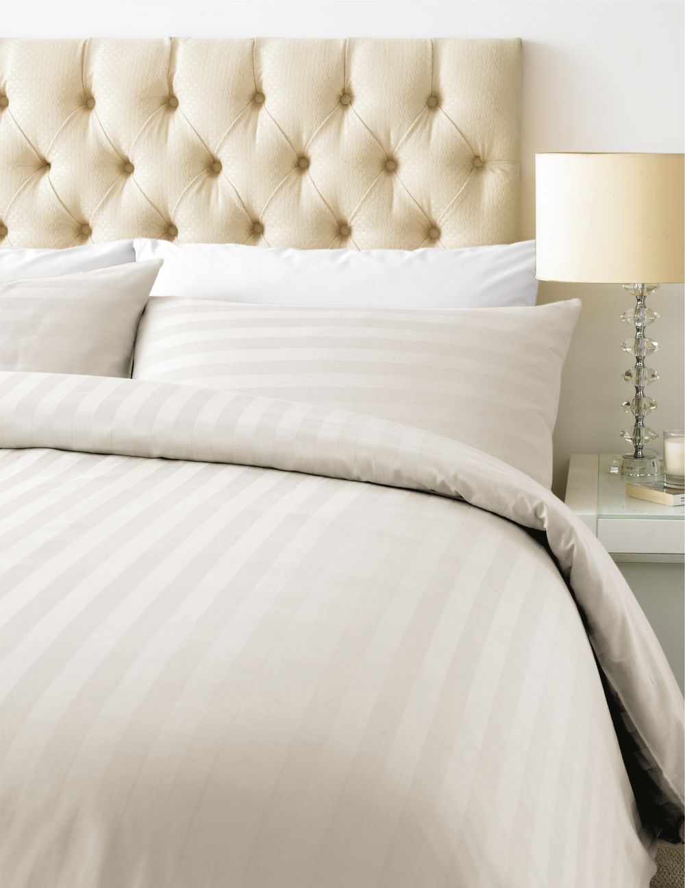 Indulge in Luxury: 800 TC Cotton Satin Stripe Duvet Cover Set in Ivory - Filipino Grocery Store