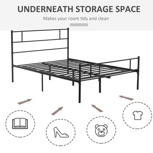 Modern Double Metal Bed Frame with Headboard, Footboard & Under - Bed Storage - Filipino Grocery Store