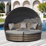 Outsunny Deluxe 5 - Piece Outdoor Rattan Sofa Bed Set with Cushions & Canopy - Filipino Grocery Store