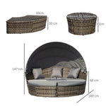 Outsunny Deluxe 5 - Piece Outdoor Rattan Sofa Bed Set with Cushions & Canopy - Filipino Grocery Store