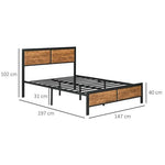 Retro Industrial King Size Bed Frame - Sturdy Steel Design with Storage Space - Filipino Grocery Store