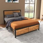 Retro Industrial King Size Bed Frame - Sturdy Steel Design with Storage Space - Filipino Grocery Store