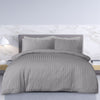 Elegant Satin Stripe Grey Reversible Duvet Set - Modern Comfort & Style