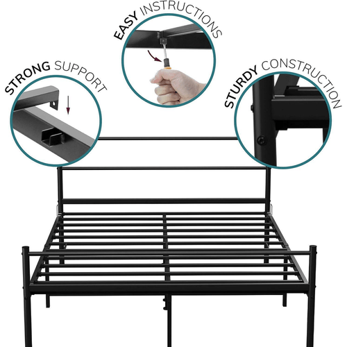 Sturdy Black Double Metal Bed Frame - Sleek Design, Easy Assembly! - Filipino Grocery Store