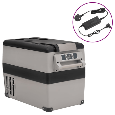 vidaXL Cool Box with Handle and Adapter Black and Grey 35 L PP & PE - Filipino Grocery Store